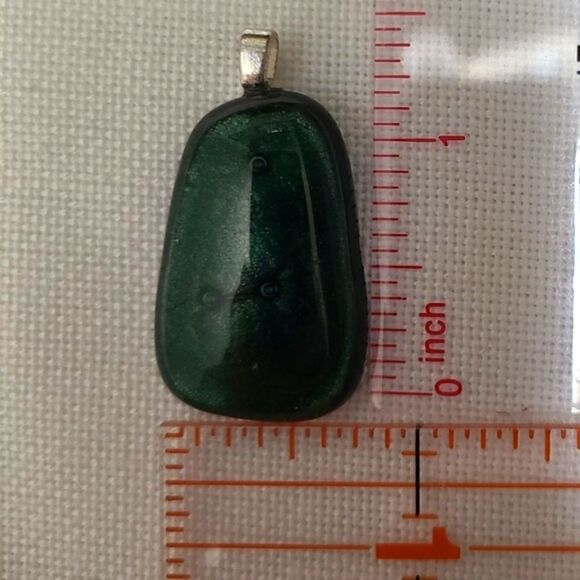 Handmade Unique Dark Green Dichroic Glass Pendant - Picture 4 of 4